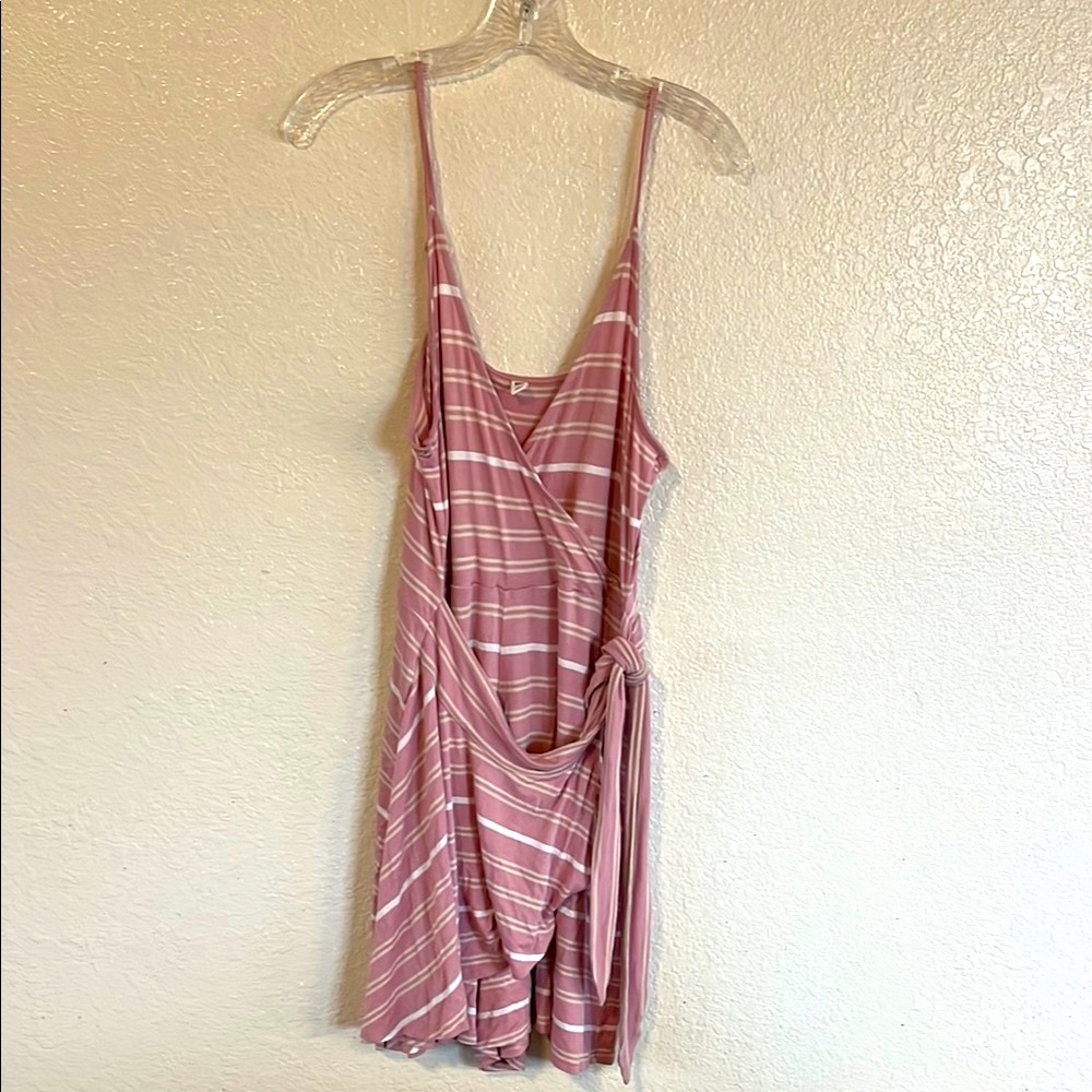 NWT BP Asymmetrical Striped Romper in Mauve and White